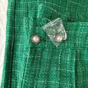 Flying tomato Green Tweed trowser with Pearl Buttons.